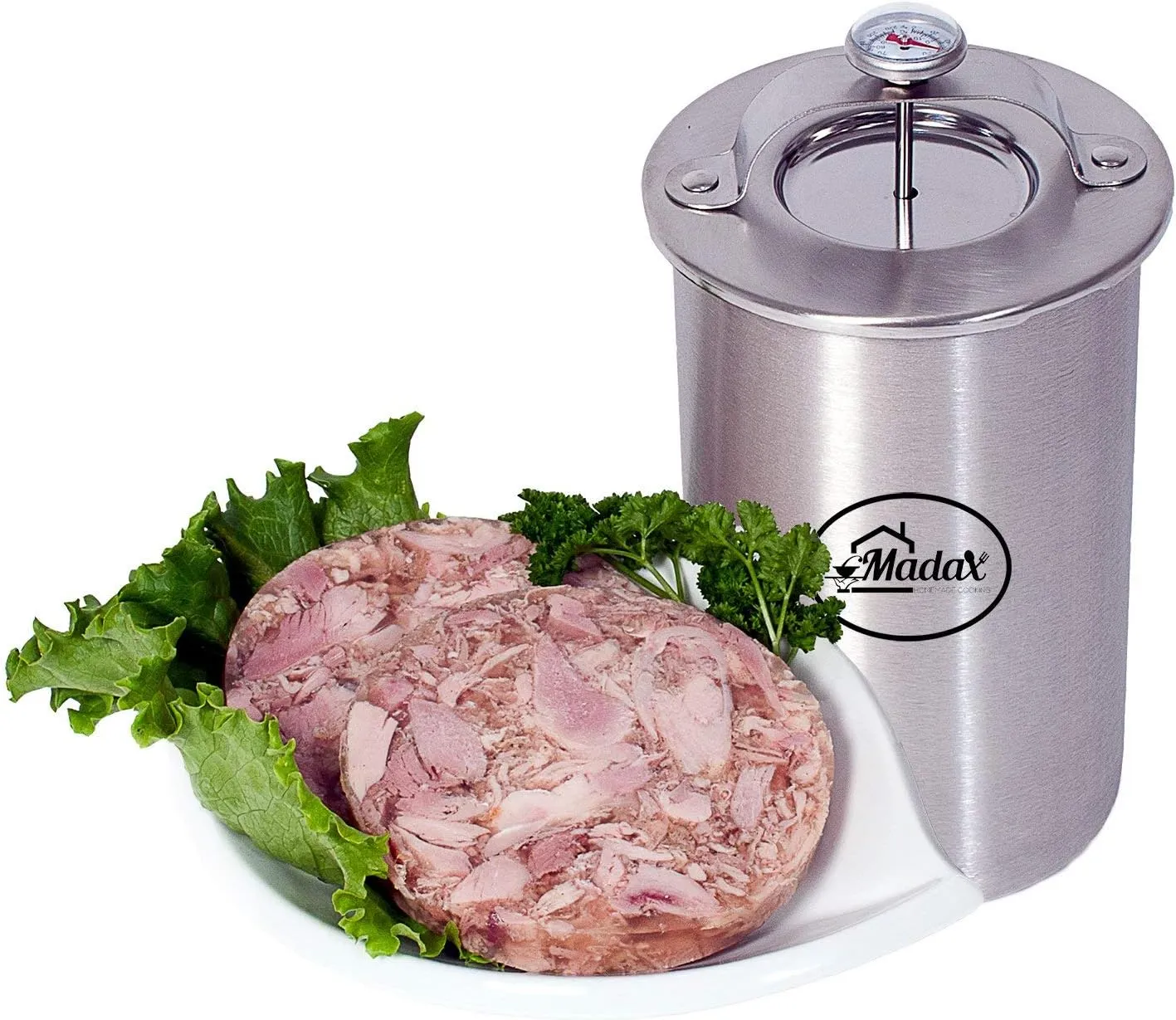 Madax Ham Maker - Stainless Steel Meat Press for Making Healthy Homemade Deli Meat with Thermometer and Cooking Bags