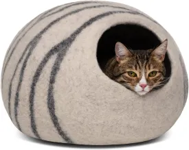 MEOWFIA Cat Cave  Premium Felt Cat Bed for Indoor Cats, Handmade 100% Merino Wool (Light Shades) (Medium, Light Grey)