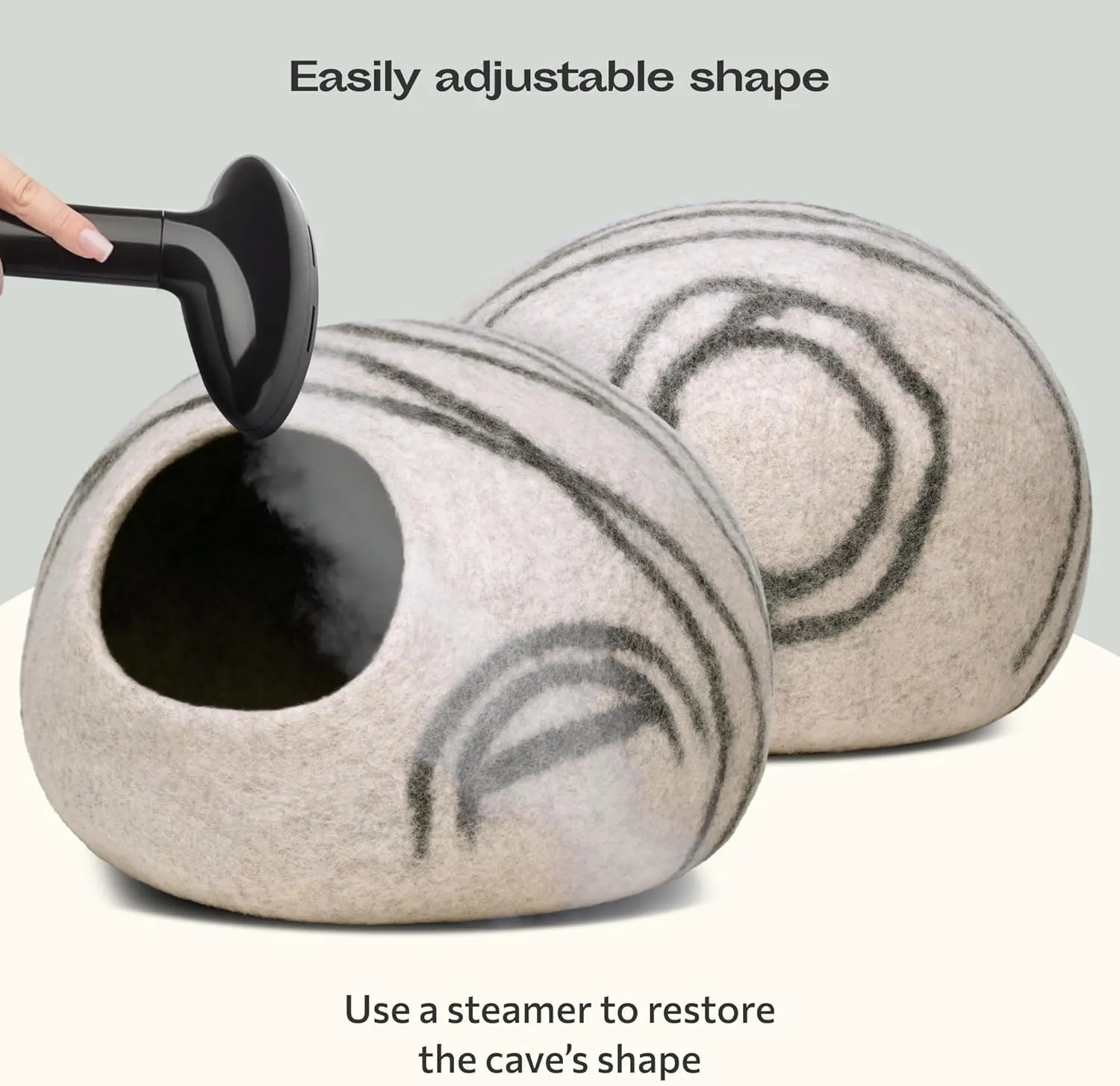 MEOWFIA Cat Cave  Premium Felt Cat Bed for Indoor Cats, Handmade 100% Merino Wool (Light Shades) (Medium, Light Grey)