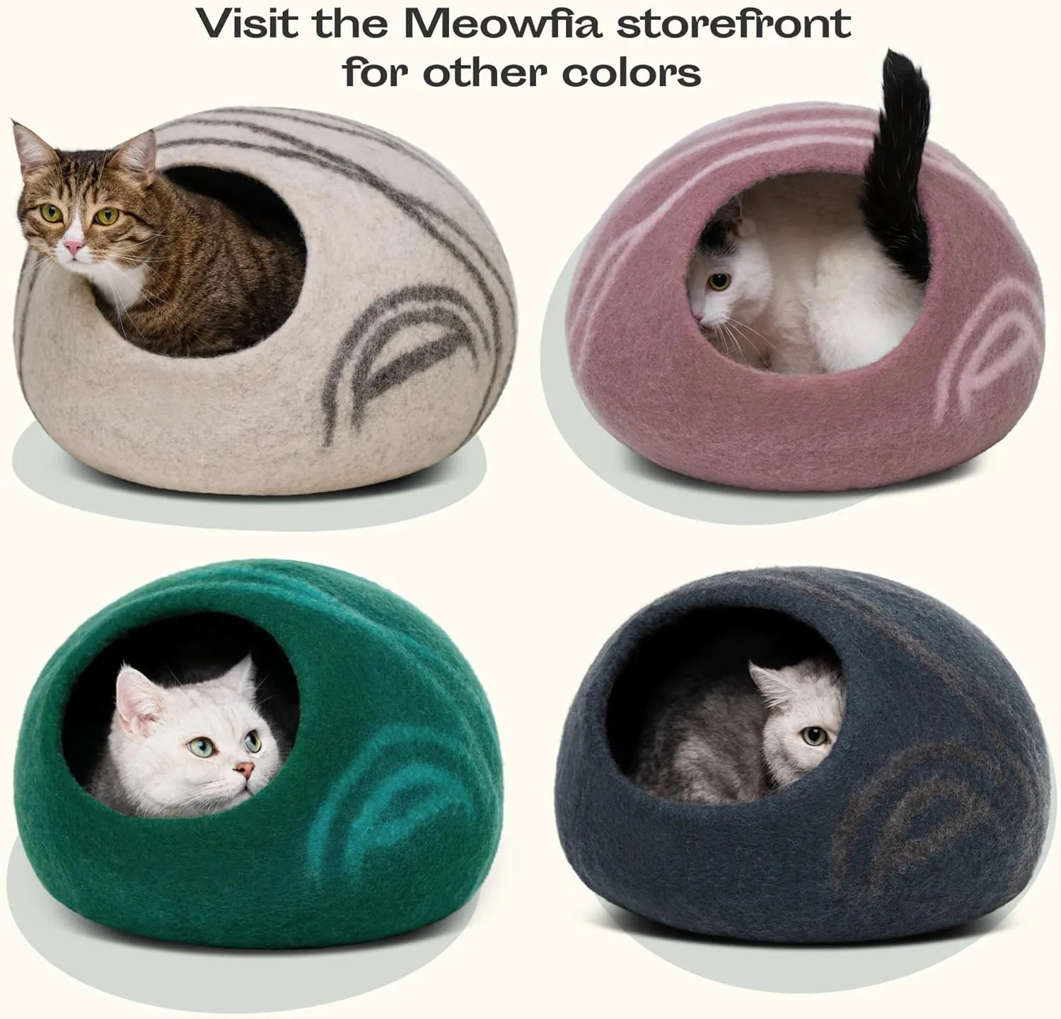 MEOWFIA Cat Cave  Premium Felt Cat Bed for Indoor Cats, Handmade 100% Merino Wool (Vivid Shades) (Medium, Tucson Sunset)