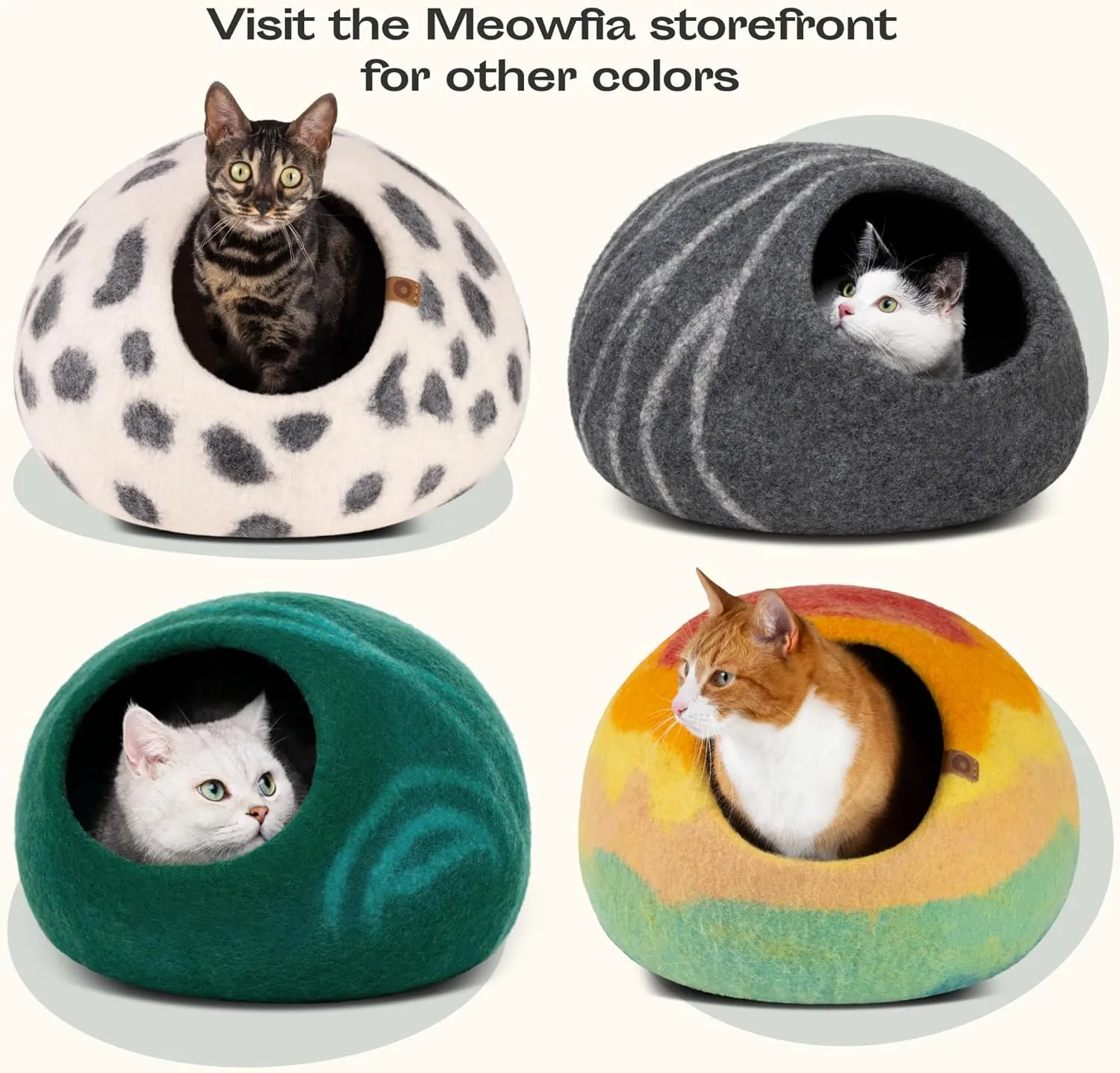 MEOWFIA Premium Felt Cat Bed Cave - Handmade 100% Merino Wool Bed for Cats and Kittens (Dark Shades) (Large, Slate Grey)