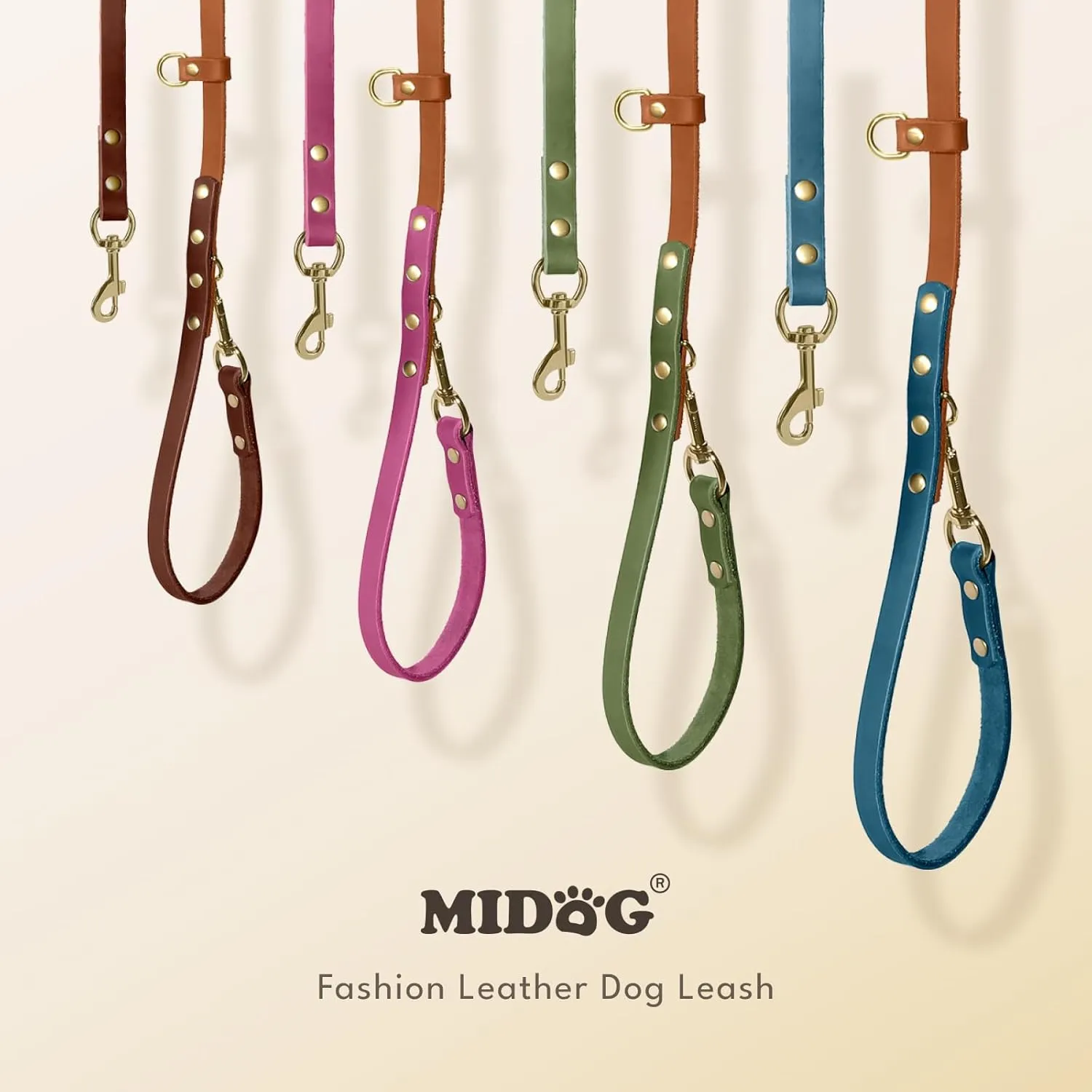 MIDOG Hands Free Dog Leash,Leather Dog Leash for Small Medium Dogs 6Ft, Adjustable Waist, Strong Genuine Braided Leather, Soft & Comfortable for Running, Walking, Training (Brown M)
