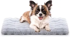 Mora Pets Cat Beds for Indoor Cats Dog Crate Pad Warm Fluffy Plush Dog Kennel Bed Flat Mat Blanket for Small Dogs Kitten Washable Crate Mat for Puppy Cages Faux Fur Grey 24 x 18''