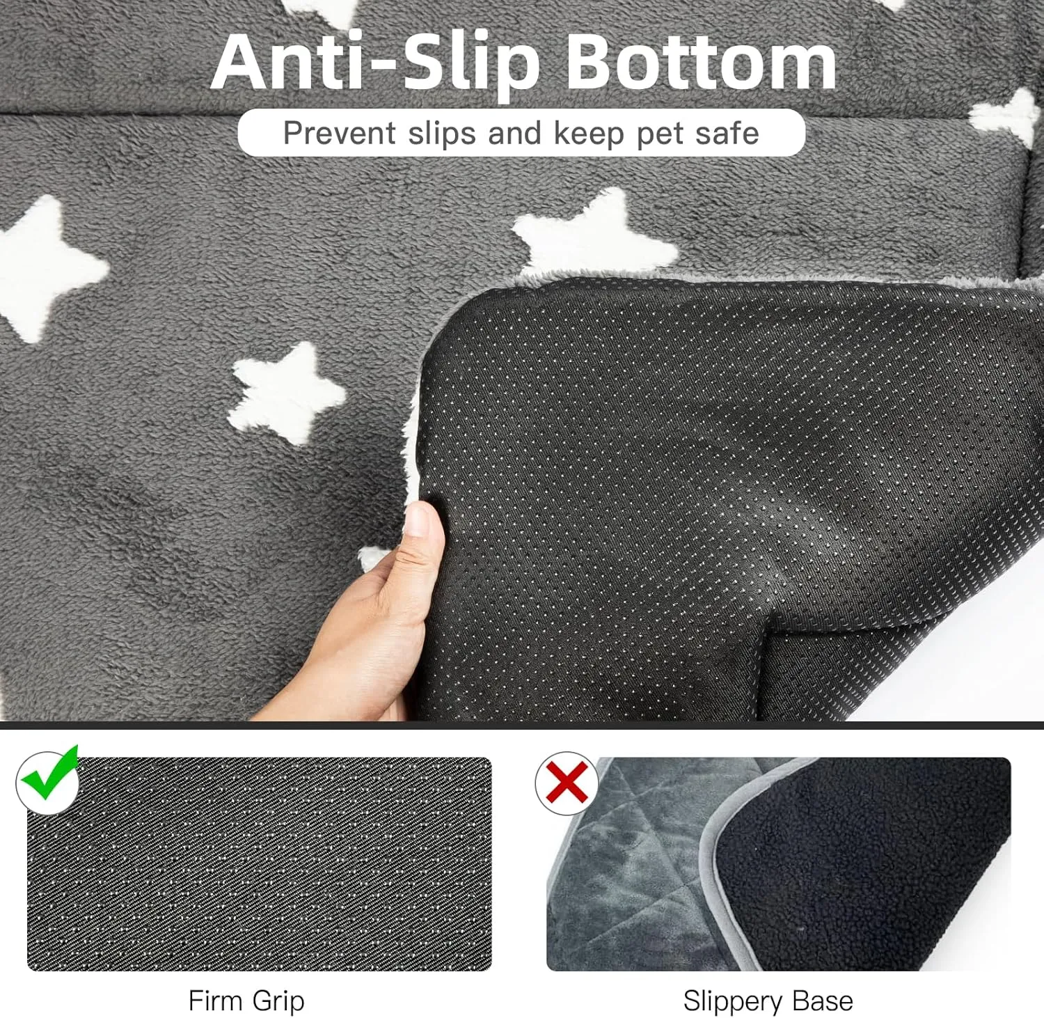 Mora Pets Dog Crate Pad Dog Kennel Bed Mat for Large Dogs Washable Cute Star Pet Bed for 36 inch Cage Ultra Soft Flat Puppy Cat Cushion for Cozy Sleeping Anti-Slip Grey 36 x 23