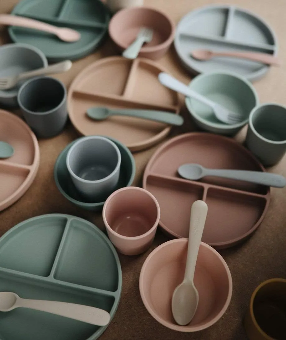 mushie Silicone Suction Bowl | BPA-Free Non-Slip Design (Dried Thyme)