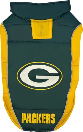 NFL Green Bay Packers Puffer Vest for Dogs & Cats, Size Medium. Warm, Cozy, and Waterproof Dog Coat, for Small and Large Dogs/Cats. Best NFL Licensed PET Warming Sports Jacket