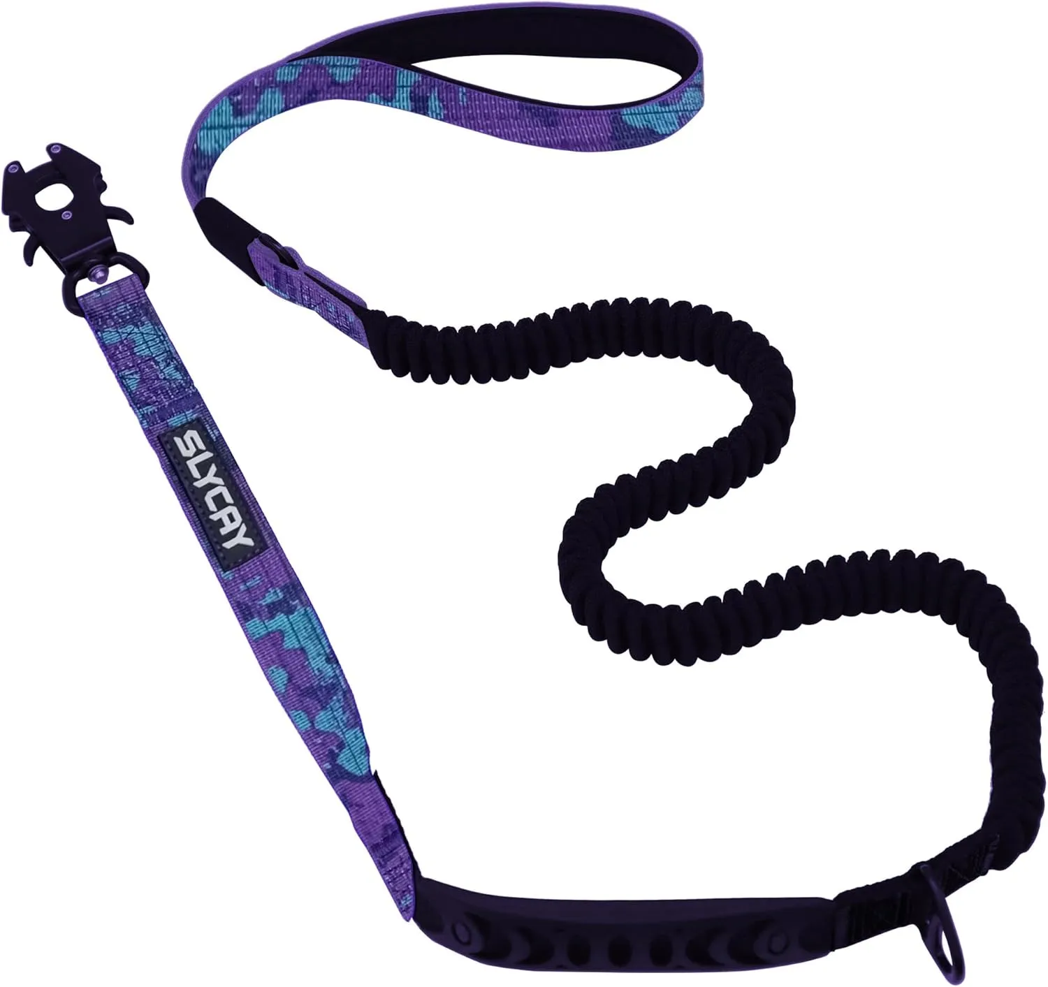 No Pull Tactical Dog Leashes for Medium Large Dogs Heavy Duty with Aluminum Frog ClipBungee Dog Leash with Soft Paded HandlePurple Camo 4-6FT Long&Strong Dog Leash with Car Seat Belt