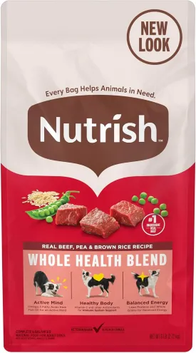 Nutrish Real Beef, Pea & Brown Rice Recipe Whole Health Blend Dry Dog Food, 6 lb. Bag, Packaging May Vary (Rachael Ray)