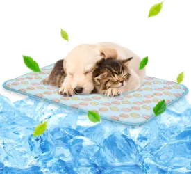 NWK Pet Cooling Mat -27.5 X 20 Ice Silk Cooling Mat for Dogs & Cats Portable & Washable Pet Cooling Blanket, Car Seats, Beds for Summer (Blue Toy, Medium)
