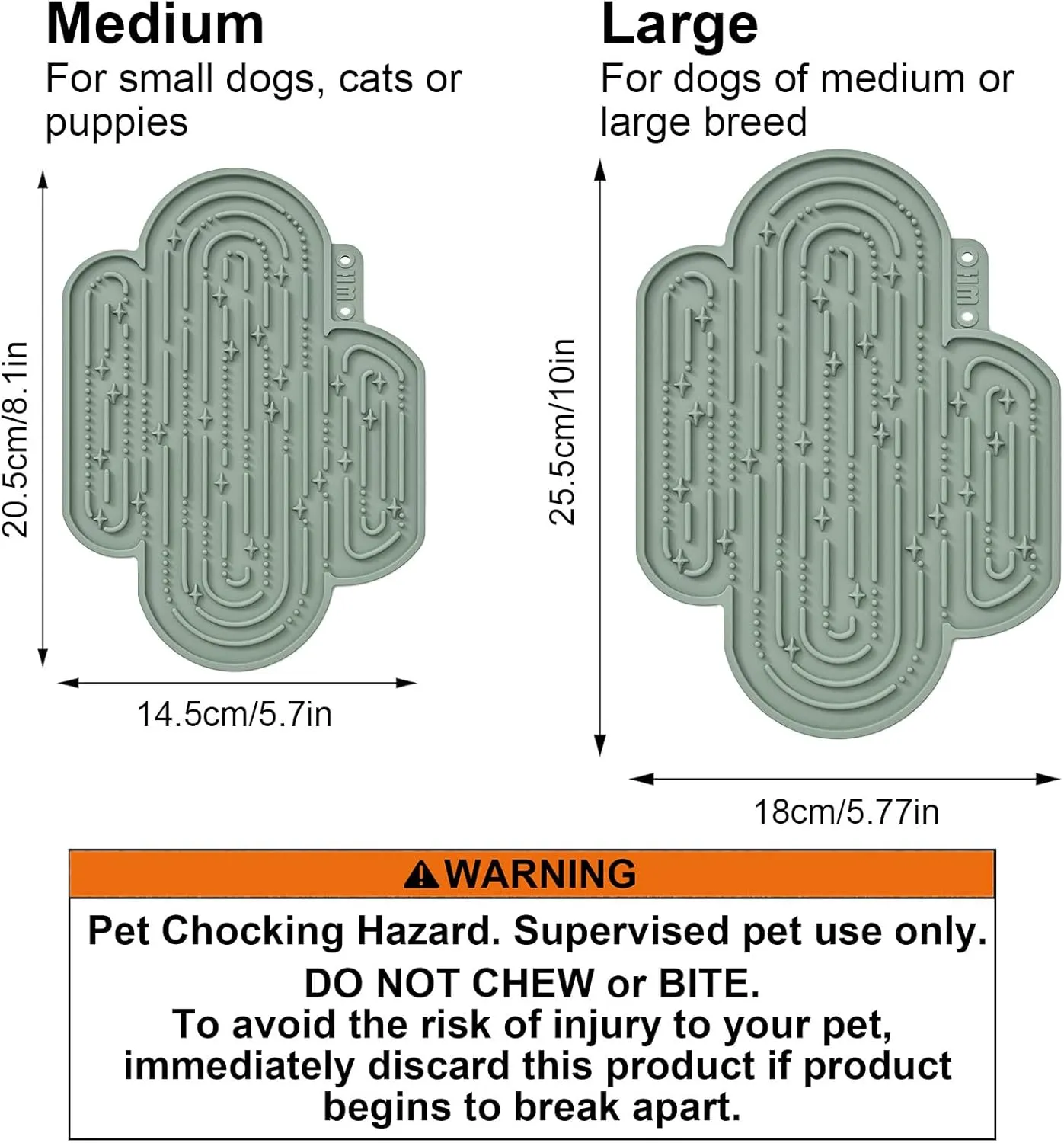 OHMO Lick Mat for Dogs and Cats Large(2 Pack) Cactus Design Easy to Clean Pet Slow Feeder with Suction Cups, for Anxiety Relief and Boredom Reduction