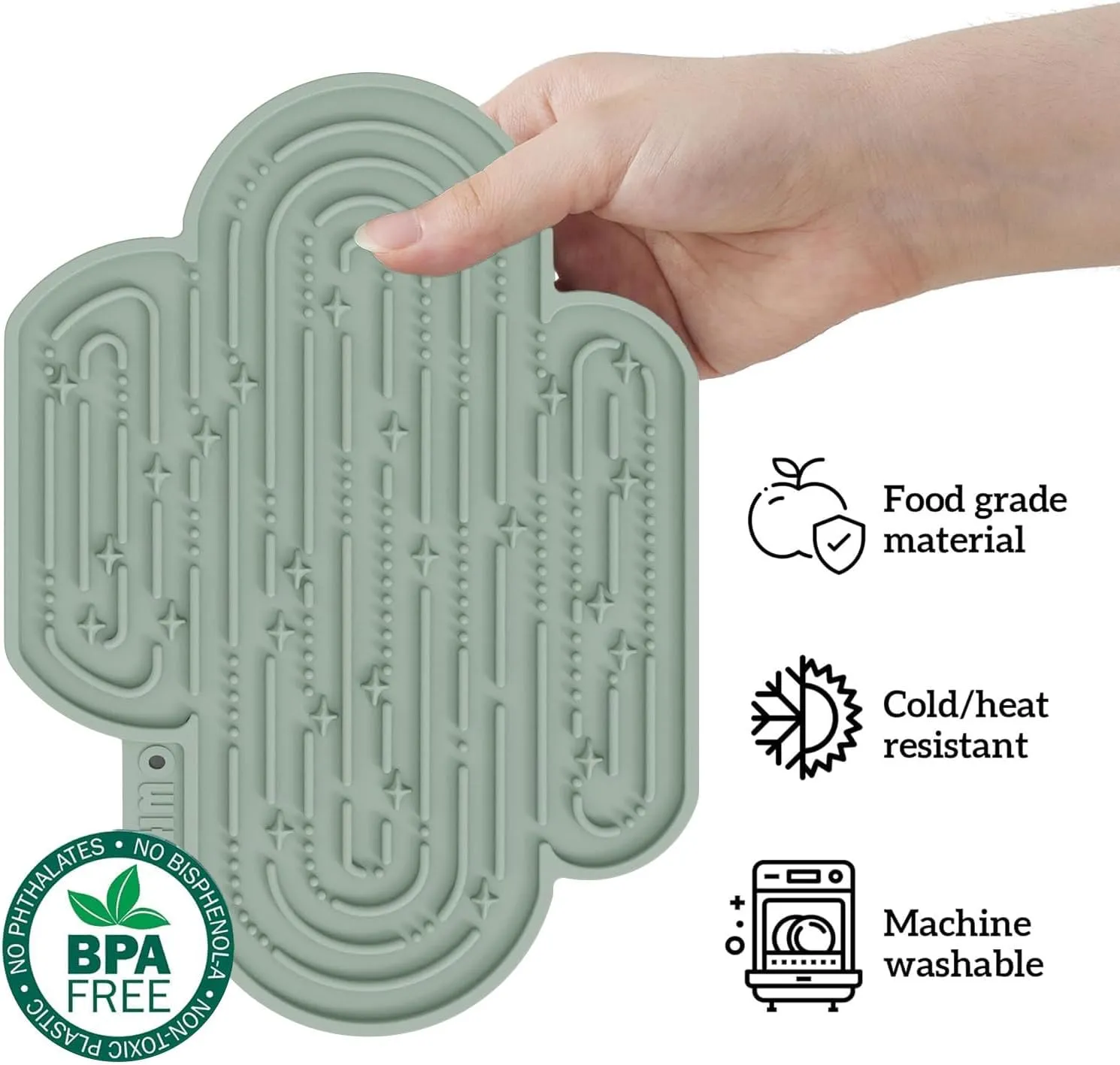 OHMO Lick Mat for Dogs and Cats Large(2 Pack) Cactus Design Easy to Clean Pet Slow Feeder with Suction Cups, for Anxiety Relief and Boredom Reduction