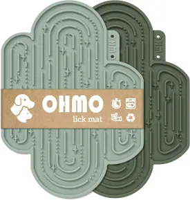 OHMO Lick Mat for Dogs and Cats Large(2 Pack) Cactus Design Easy to Clean Pet Slow Feeder with Suction Cups, for Anxiety Relief and Boredom Reduction