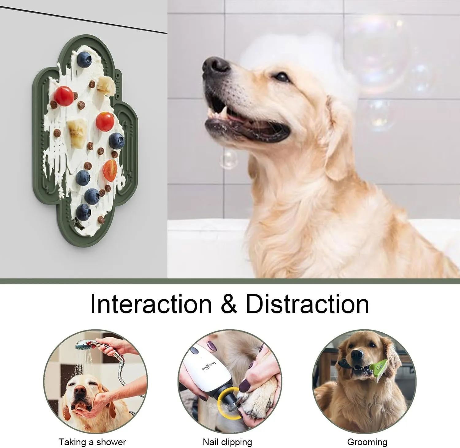 OHMO Lick Mat for Dogs and Cats Large(2 Pack) Cactus Design Easy to Clean Pet Slow Feeder with Suction Cups, for Anxiety Relief and Boredom Reduction
