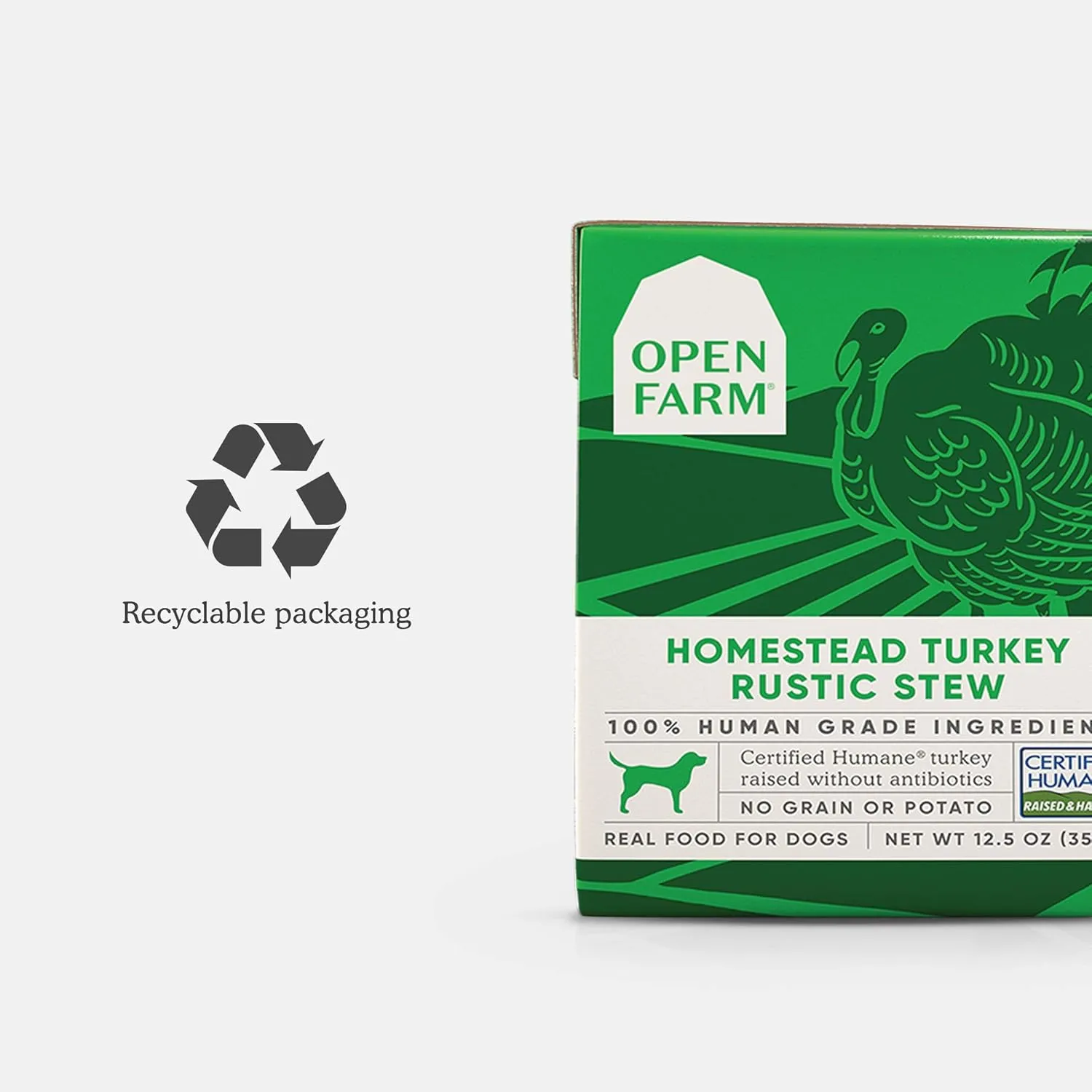 Open Farm Rustic Stews Wet Dog Food, Grain-Free, Complete & Balanced with Human-Grade Ingredients, Humanely-Raised Meat & Bone Broth, Homestead Turkey Recipe, 12.5oz Packs (Case of 12)