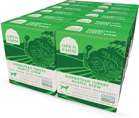 Open Farm Rustic Stews Wet Dog Food, Grain-Free, Complete & Balanced with Human-Grade Ingredients, Humanely-Raised Meat & Bone Broth, Homestead Turkey Recipe, 12.5oz Packs (Case of 12)