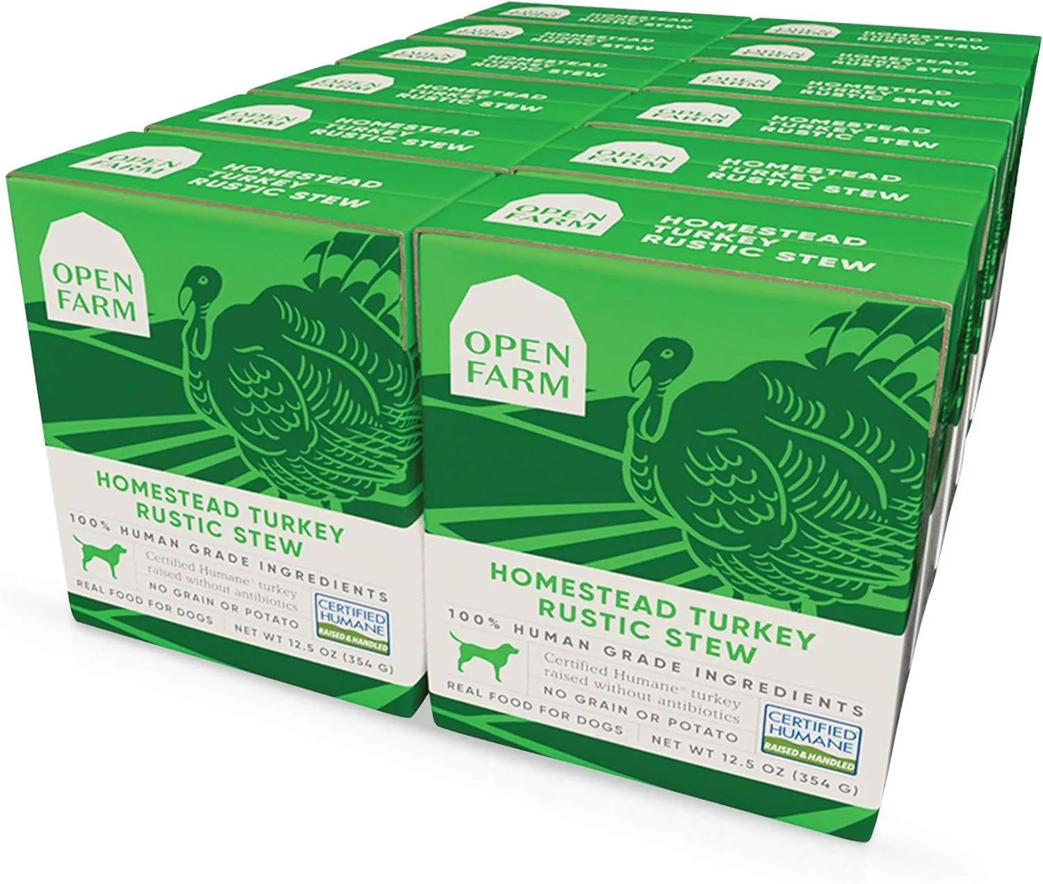 Open Farm Rustic Stews Wet Dog Food, Grain-Free, Complete & Balanced with Human-Grade Ingredients, Humanely-Raised Meat & Bone Broth, Homestead Turkey Recipe, 12.5oz Packs (Case of 12)