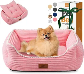 Orthopedic Dog Bed for Medium Dogs,Dog Sofa Beds Supportive Foam Pet Couch Bed with Removable Washable Mat and Nonskid Bottom (Medium, Pink)