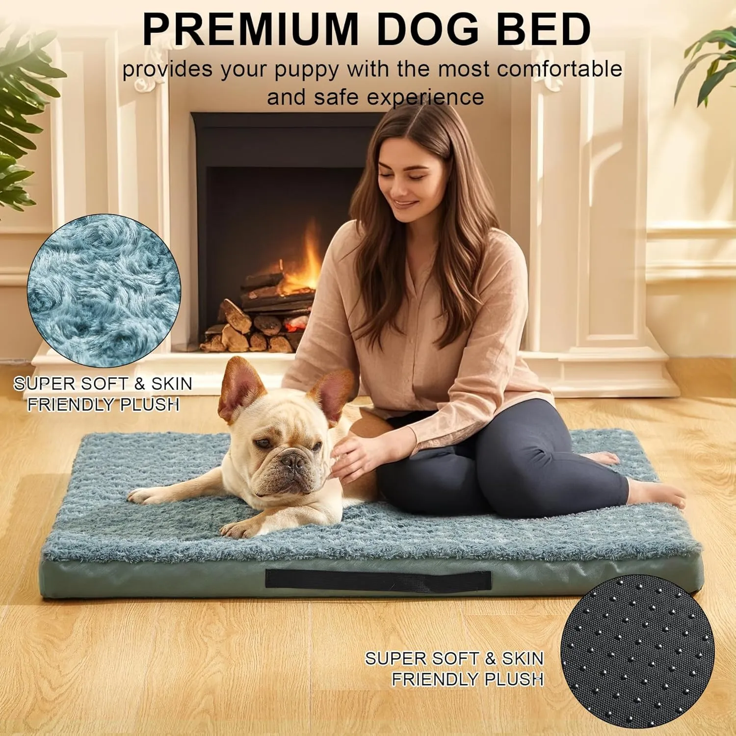 Orthopedic Dog Beds for Crate with Removable Washable Cover Egg-Crate Foam Pet Pad Mat with Anti-Slip Bottom,Waterproof Dog Beds Large Sized40x30 Inch