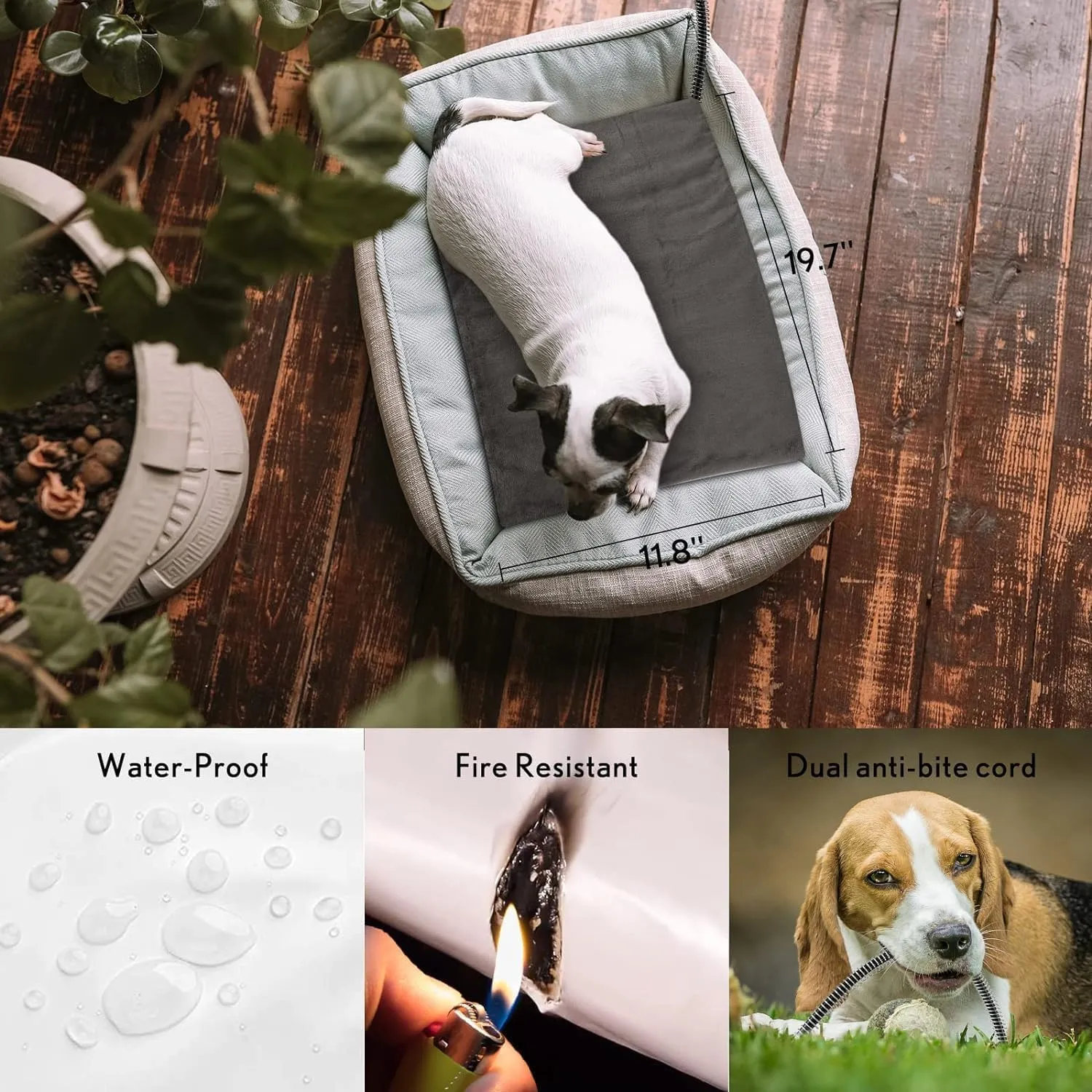 Outdoor Pet Heating Pad for Cat Dog, Heated Cat Mat Dog Mat with Auto Temperature, Pet Warming Pad Heated Cats Dogs House Cat Bed (S: 19.7'' x 11.8'', Gray)