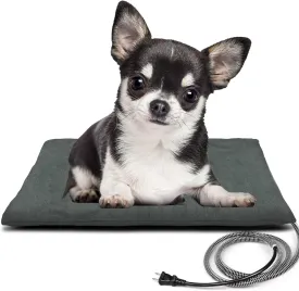 Outdoor Pet Heating Pad for Cat Dog, Heated Cat Mat Dog Mat with Auto Temperature, Pet Warming Pad Heated Cats Dogs House Cat Bed (S: 19.7'' x 11.8'', Gray)