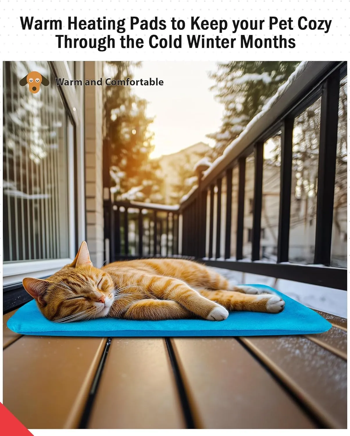 Outdoor Pet Heating Pad for Cats, Pet Heating Pad for Cats Outside, Waterproof Cat Warming Pad, Heated Cat Dog Bed Electric Heating Blanket, Feral Cat Heating Pad Heated Mat for Dog Cat House, 12"x20"