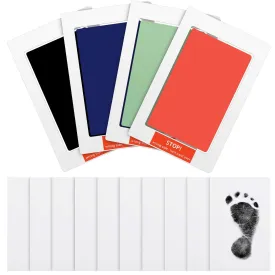 Outus Newborn Handprint and Footprint Paw Print Kit 4 Clean Touch Ink Pads 10 Imprint Cards Pet Inkless Hand and Feet Stamp for Dogs(3 x 5 Inch,Black, Red, Green, Blue)