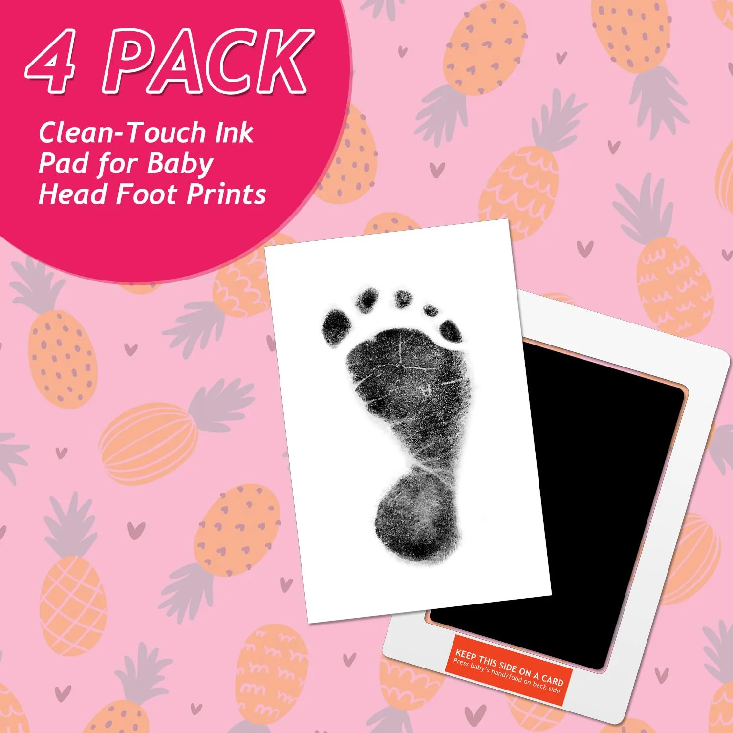 Outus Newborn Handprint and Footprint Paw Print Kit 4 Clean Touch Ink Pads 10 Imprint Cards Pet Inkless Hand and Feet Stamp for Dogs(3 x 5 Inch,Black, Red, Green, Blue)