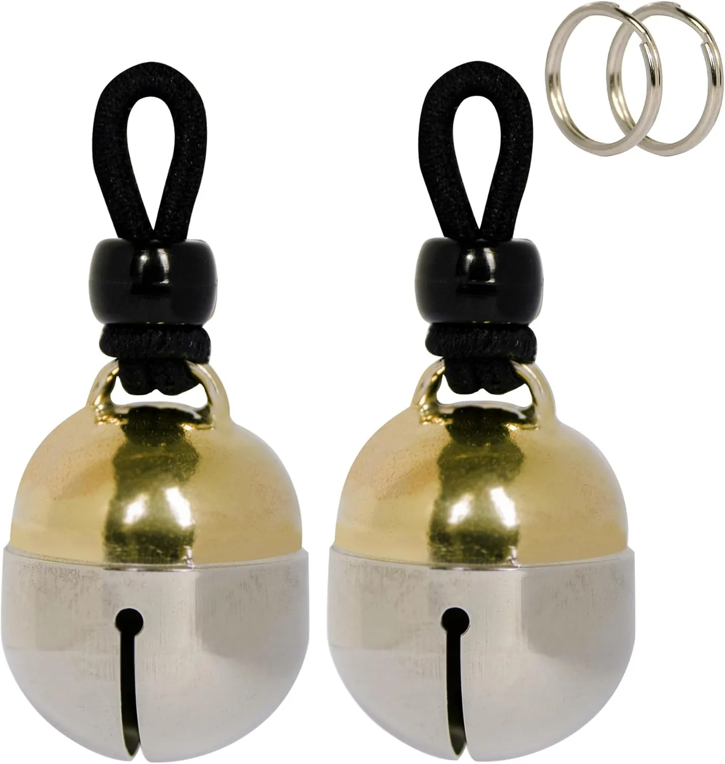Pair - Handmade in USA, Extra Loud Multifaceted Clacker, Collar Bell for Cats and Dogs, Premium Brass and Nickel Silver