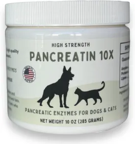 Pancreatin 10X - Pancreatic enzymes for Dogs and Cats (Made in USA) High Strength | Low Odor |10oz (285g)
