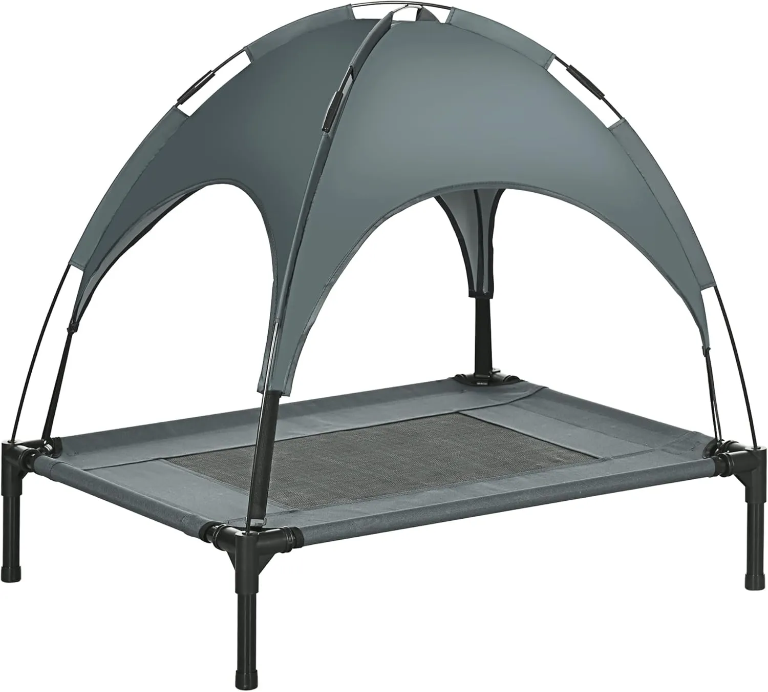 PawHut Elevated Dog Bed with Removable Canopy, Outdoor Dog Cot with UV Protection Canopy Shade, 30 inch Pet Bed for Camping, Gray