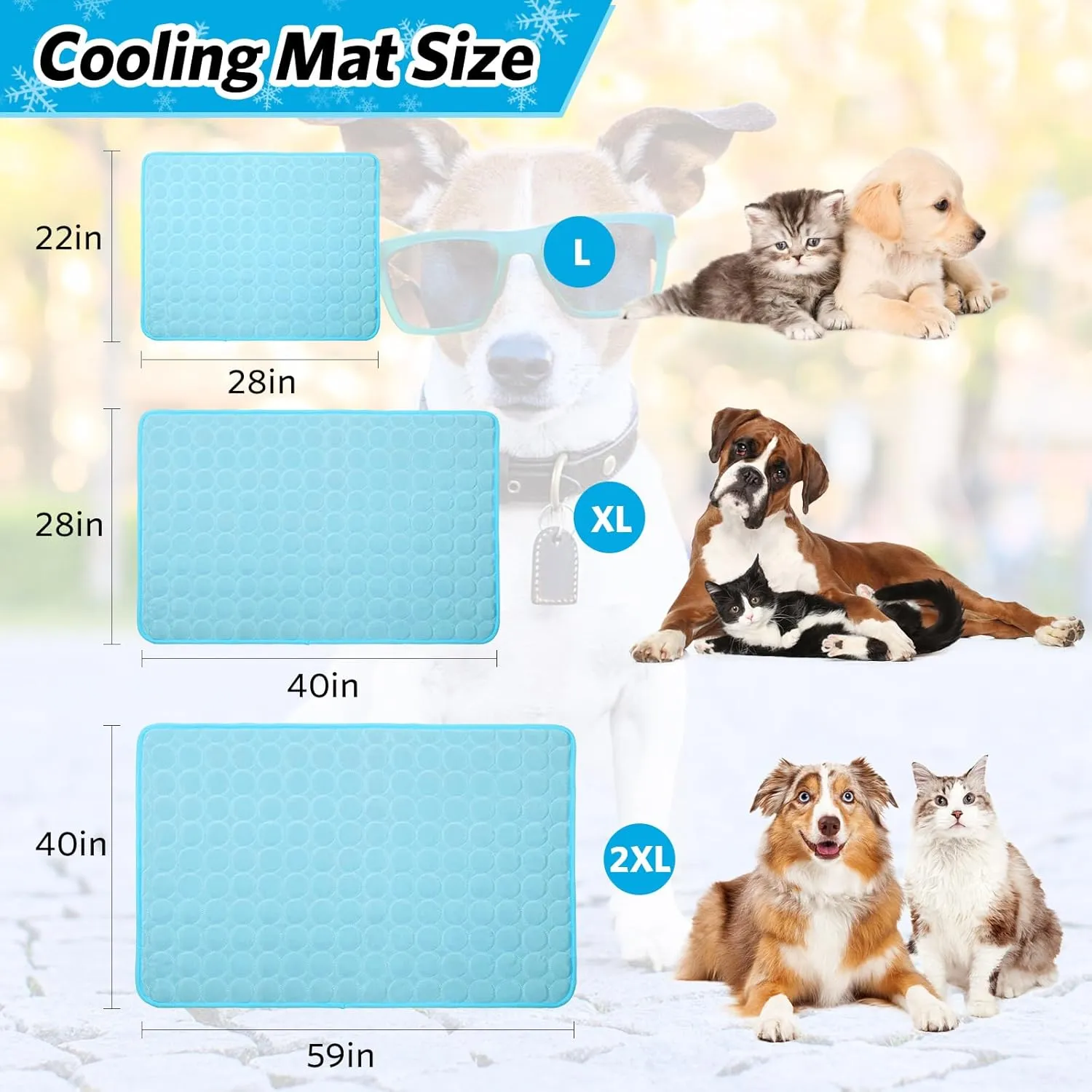 Pet Dog Cooling Bed Mats,Self Cooling Pet Dog Cool Mat Pads for Dogs Cats Indoor and Outdoor (Blue, Large)