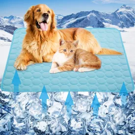 Pet Dog Cooling Bed Mats,Self Cooling Pet Dog Cool Mat Pads for Dogs Cats Indoor and Outdoor (Blue, Large)