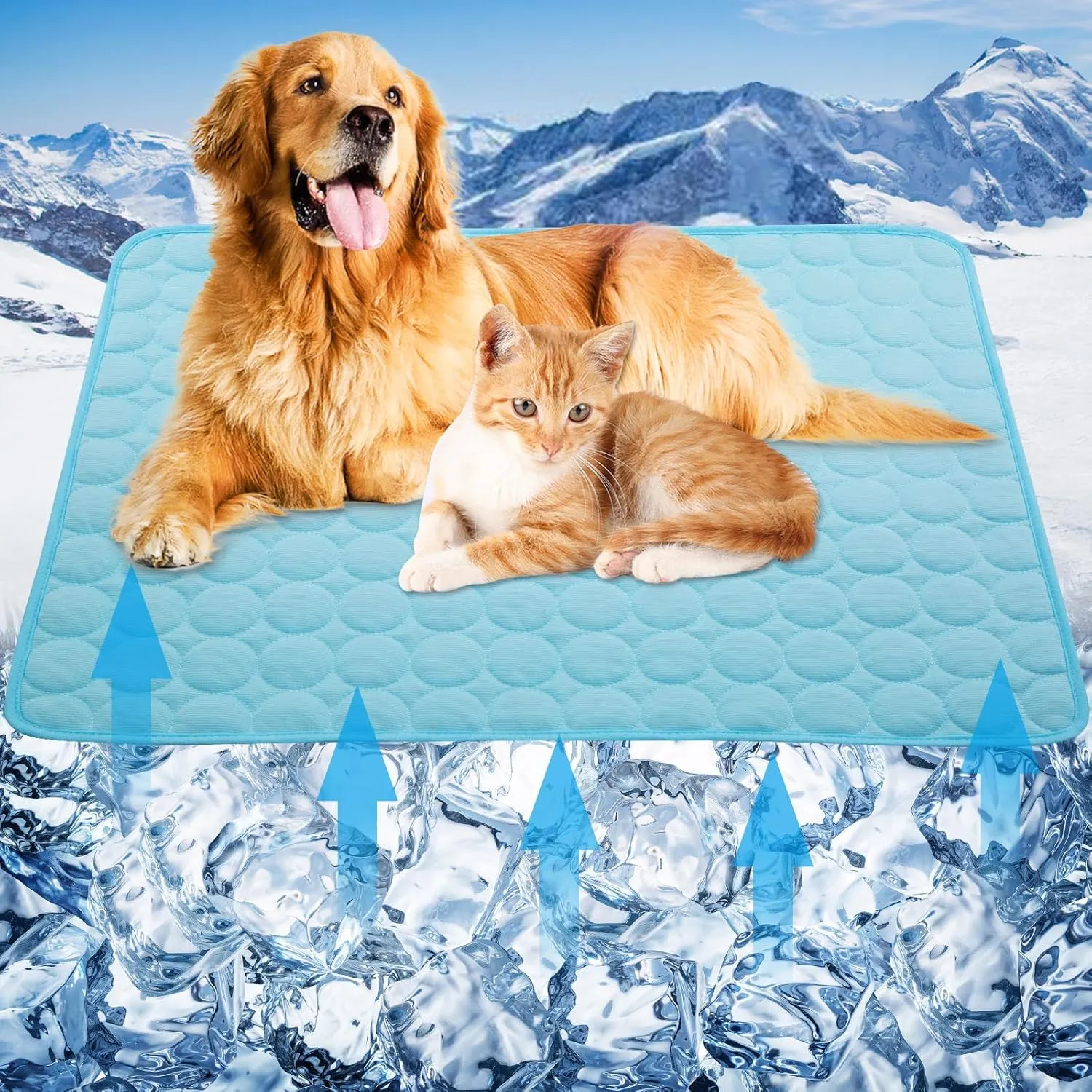 Pet Dog Cooling Bed Mats,Self Cooling Pet Dog Cool Mat Pads for Dogs Cats Indoor and Outdoor (Blue, Large)