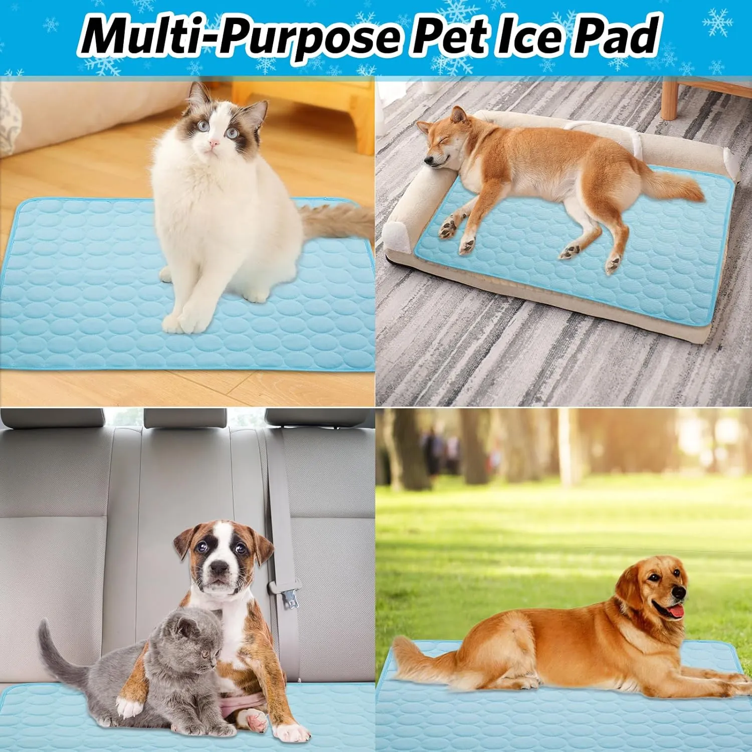 Pet Dog Cooling Bed Mats,Self Cooling Pet Dog Cool Mat Pads for Dogs Cats Indoor and Outdoor (Blue, Large)