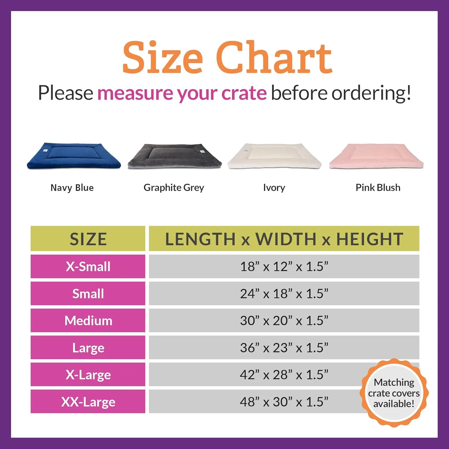 Pet Dreams Dog Crate Pad - Washable Kennel Mat, Crate Pads for Dog Cages, Non-Toxic, Flat Indoor Cat Bed, Fits iCrate 18, 24, 30, 36, 42, 48 Inches (Grey, Large, 36")
