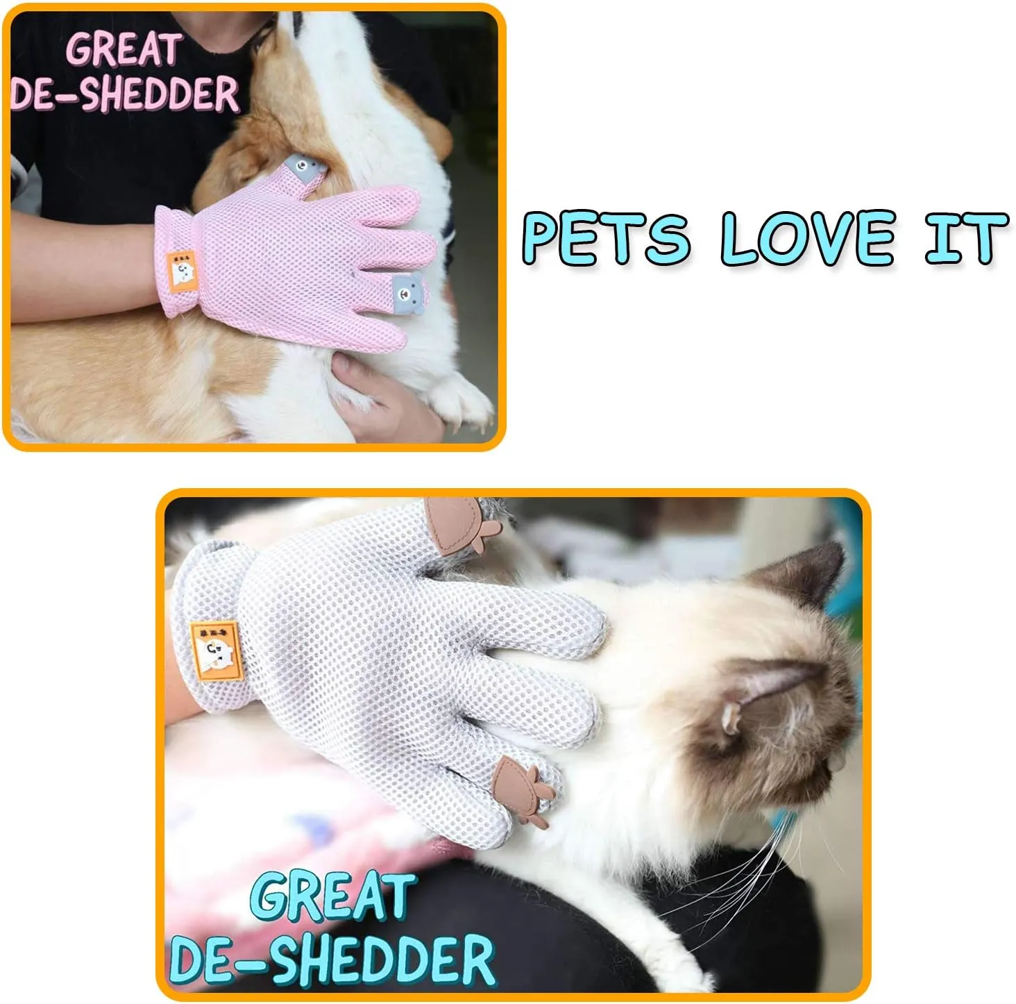 Pet Grooming Glove - Cat Dog Gentle Deshedding Brush Glove - Efficient Pet Hair Remover Massage Mitt - Enhanced Five Finger Design Perfect for Long Short Fur, Right Hand Pet Bathing (Green)