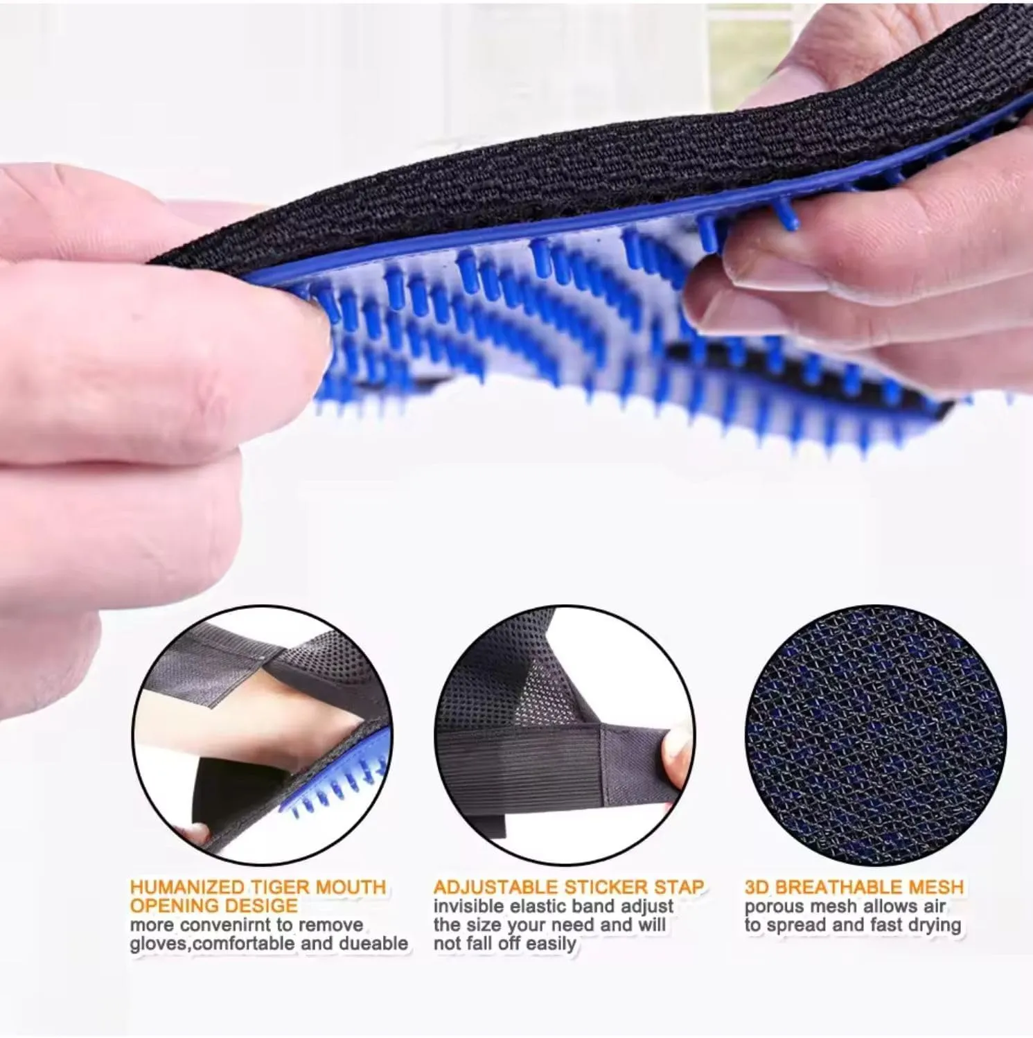Pet Grooming Glove-Pet Hair Remover Glove- Perfect pet Cleaning Brush Glove- Perfect Washing Glove Brush of The Dog & pet for Short and Long Fur - 1 Pack (Right-Hand), Blue