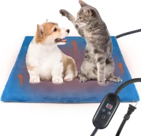 Pet Heating Pad for Cat Heating Pad Indoor Self Heating Cat Pad with 6 Adjustable Temperature & 5 Timers, Dog Heating Pad Waterproof Heated Dog Bed with Chew Resistant Cord Pet Heating Pad