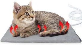 Pet Heating Pad for Cats and Small Dogs,Heated Cat Bed,Auto Temperature Control Waterproof Indoor Electric Pet Heating Pads for Cats with Chew Resistant Cord,16 * 12inch
