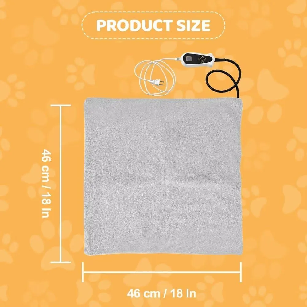 Pet Heating Pad for Cats Dogs with Timer Temperature Adjustable, Electric Heating Mat Indoor, Adjustable Warming Mat, Waterproof Heated Bed with Chew Resistant Steel CordPet Heated Mat