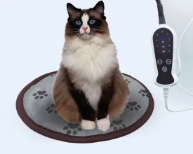 Pet Heating Pad for Small Dogs Cat Heating pad Heated Cat Bed Electric Dog Heating pad with Timer Adjustable Warming Mat,Chew Proof,Easy Clean,Round-D16 inch