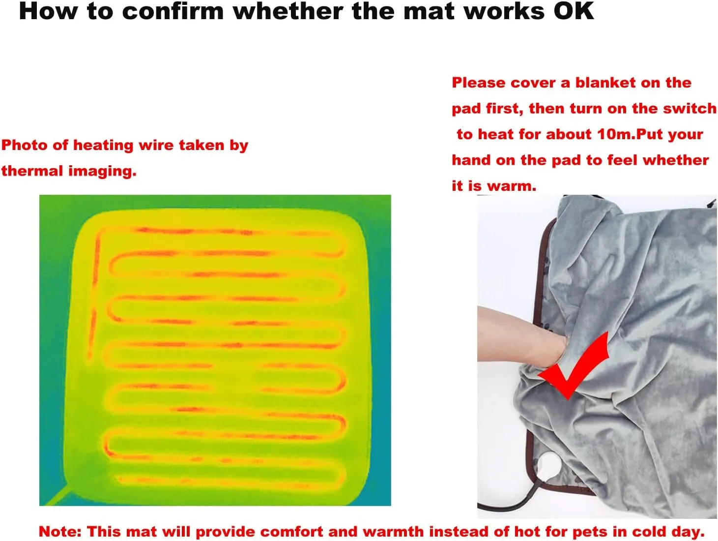 Pet Heating Pad for Small Dogs Cats Heated Bed mat Indoor Electric Cat Warming Bed Waterproof Dog Heating pad Chew Proof Cord,Easy Clean
