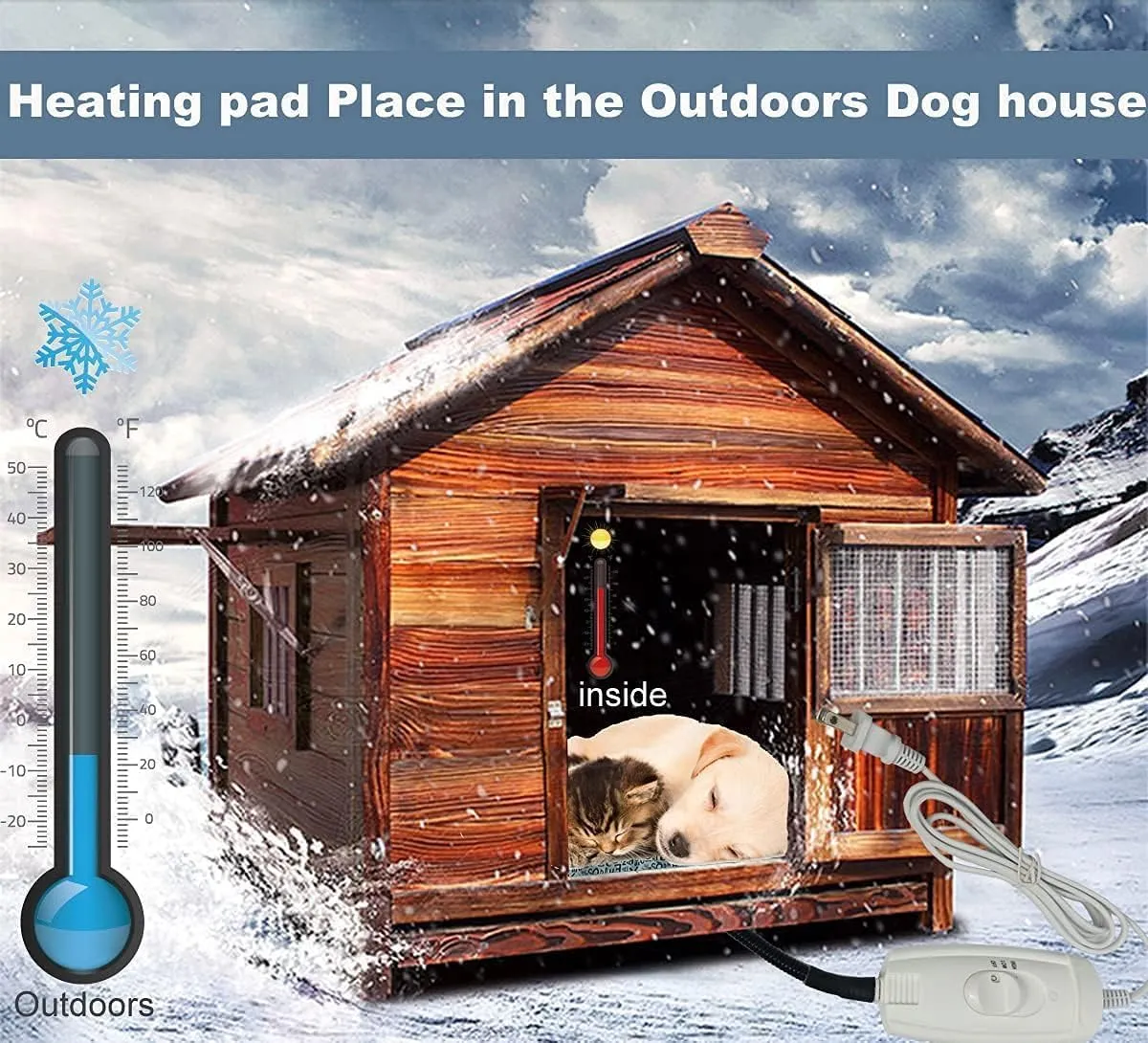Pet Heating Pad Keep Dogs Cats Warming Extra Large Smart Timer Precise Temperature Control Waterproof Durable Material Easy Cleaning