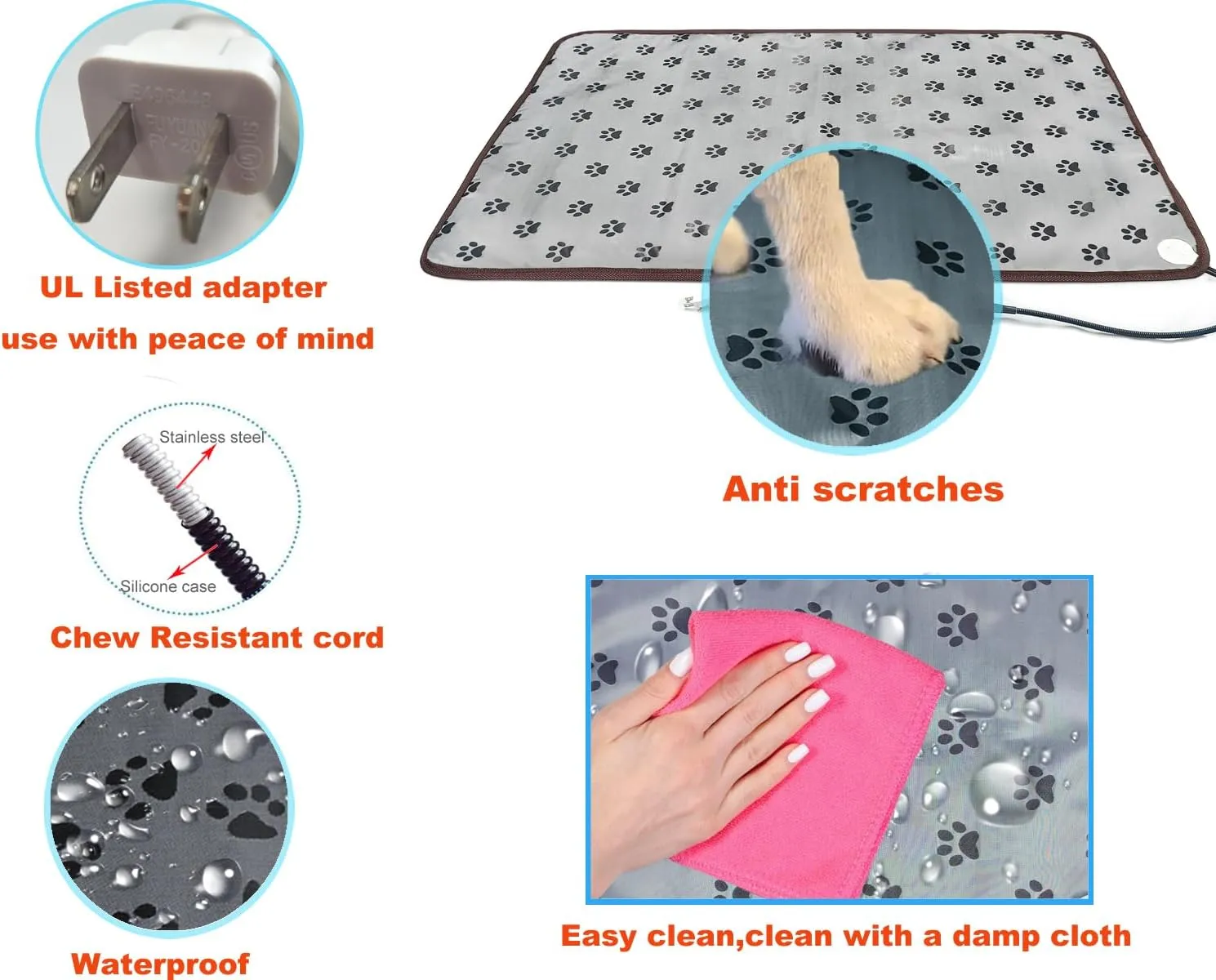 Pet Heating Pad Keep Dogs Cats Warming Extra Large Smart Timer Precise Temperature Control Waterproof Durable Material Easy Cleaning