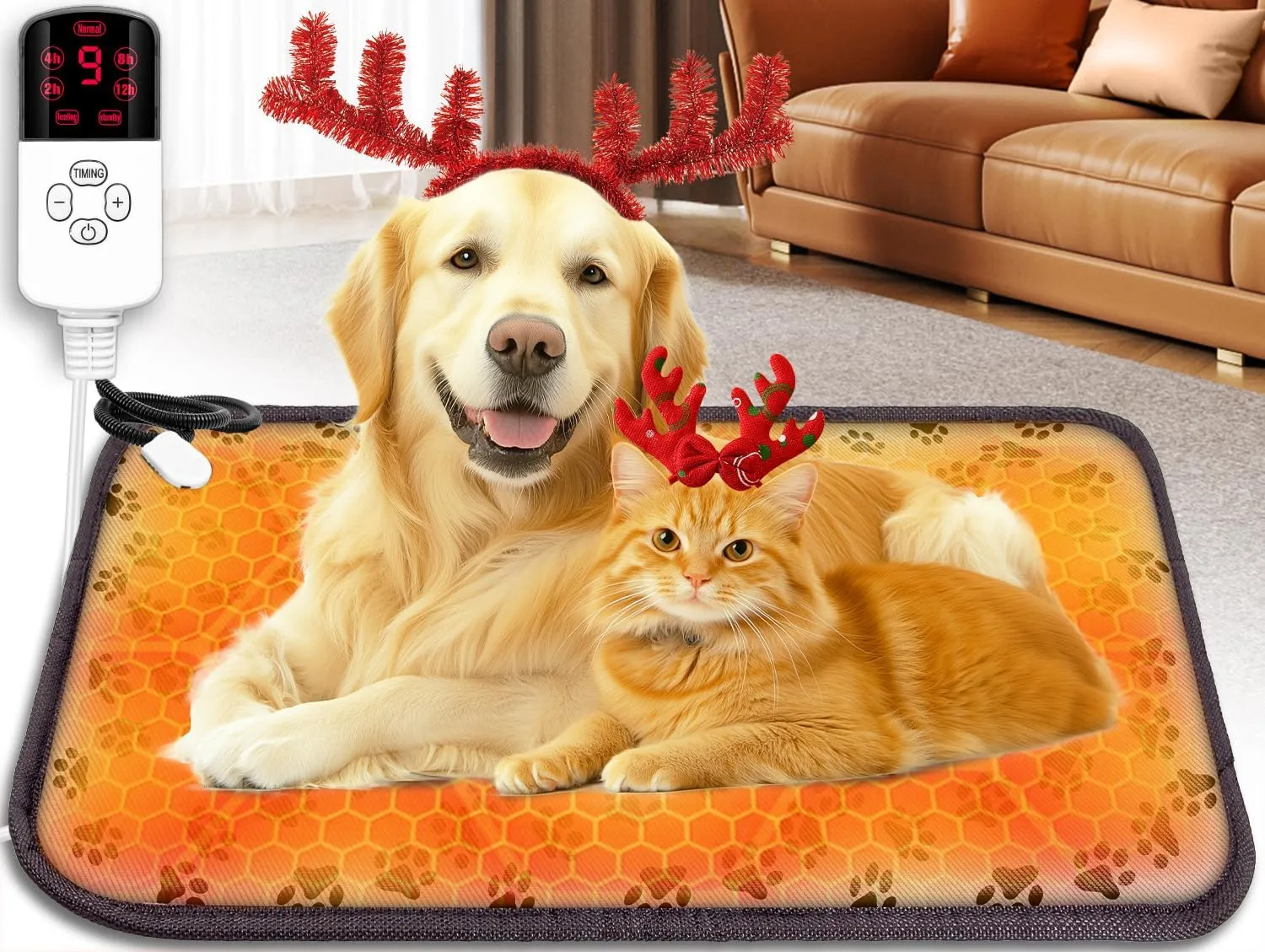 Pet Heating Pad - Upgraded Dog Cat Outdoor & Indoor Pad With 9 Adjustable Temperature, Waterproof Self-Heating Electric for Cats and Dogs