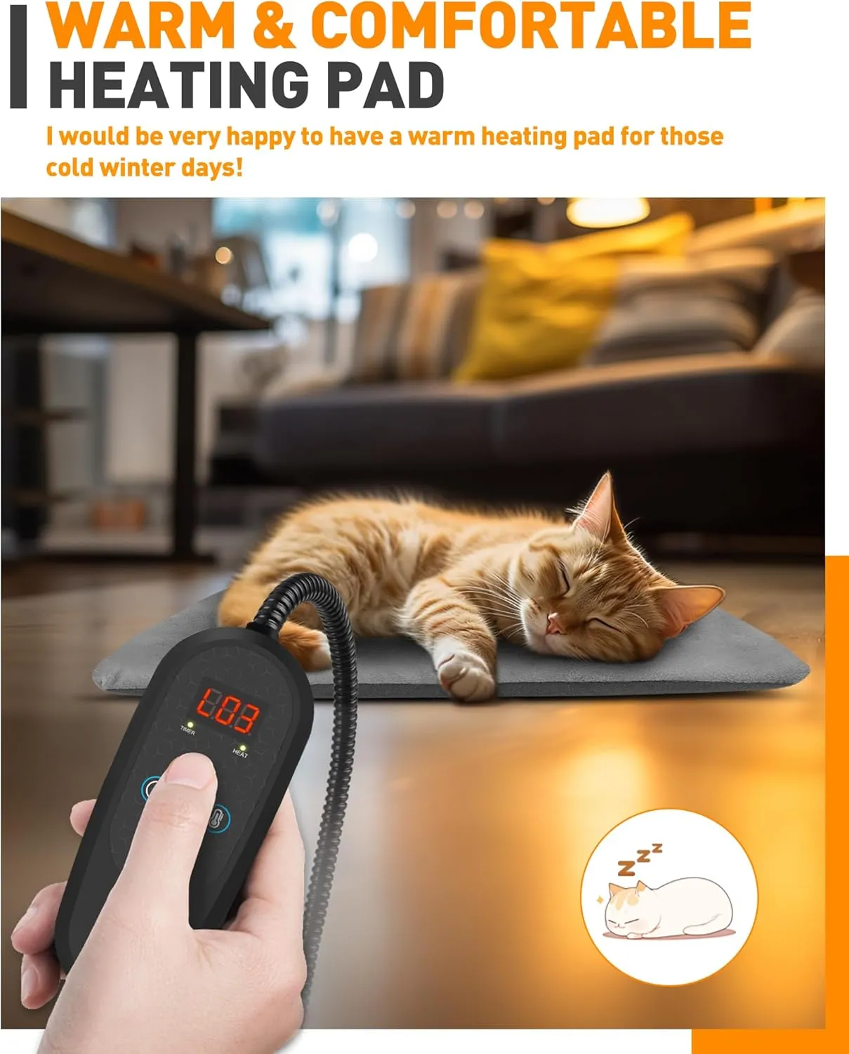Pet Heating Pad With Temperature Adjustment, Timer, and Anti-bite Features - Waterproof Electric Heated Bed Mat for Dogs, Puppies, and Cats - Indoor Pet Warming Pad