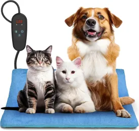 Pet Heating Pad With Temperature Adjustment, Timer, and Anti-bite Features - Waterproof Electric Heated Bed Mat for Dogs, Puppies, and Cats - Indoor Pet Warming Pad