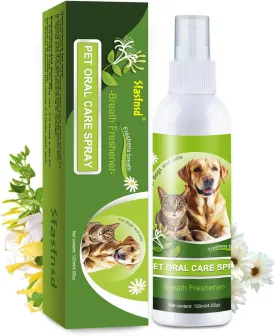 Pet Oral Health Care, Pet Teeth Cleaning,Oral Cleaning Freshens Breath Without Brushing,Reducing Pet Tartar Build-up,Oral Hygiene Spray for Dogs and Cats, Fresh Breath for Dogs,Pet Oral Deodorizer