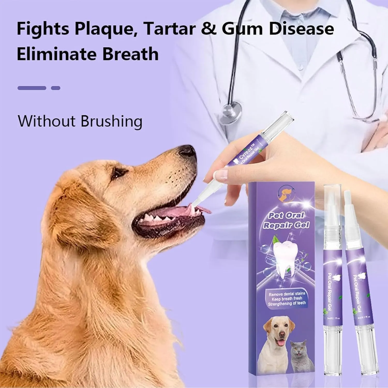 Petdentify Pet Oral Repair Gel, Petdentify, Petdentify Toothbrush, Pet Oral Repair Gel for Dogs, Lettuce Pets Toothbrush, Targets Tartars-Without Brushing, Pet Oral Restorative Gel