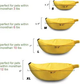 Petgrow  Cute Banana Cat Bed House Large Size, Christmas Pet Bed Soft Warm Cat Cuddle Bed, Lovely Pet Supplies for Cats Kittens Rabbit Small Dogs Bed,Yellow